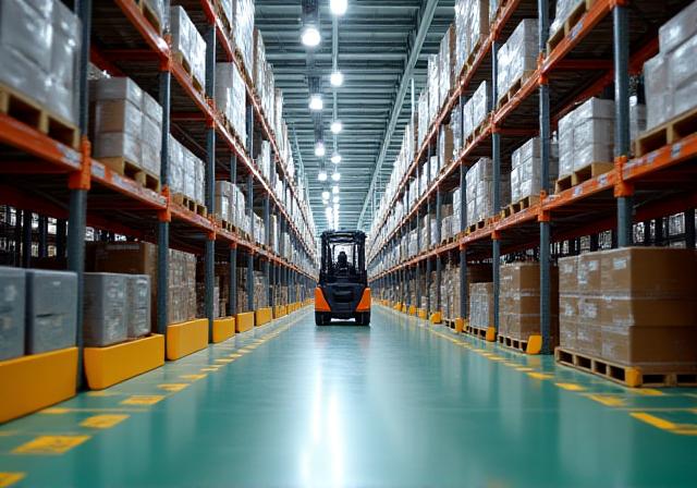 Modern high-tech industrial warehouse interior